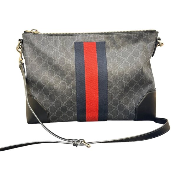 Gucci GG Supreme Messenger Bag With Red & Blue Stripe - Picture 2 of 13
